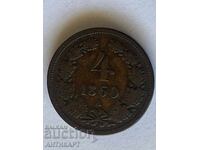 Copper coin Austria 4 kreutzer 1860