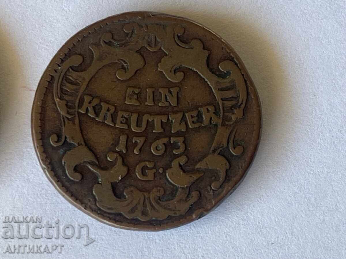 2 pieces copper coin Austria ein kreutzer 1762, 1763 with price 20.00 BGN | € 10.23 2 pieces copper coin Austria ein kreutzer 1762, 1763 with price 20.00 BGN | € 10.23