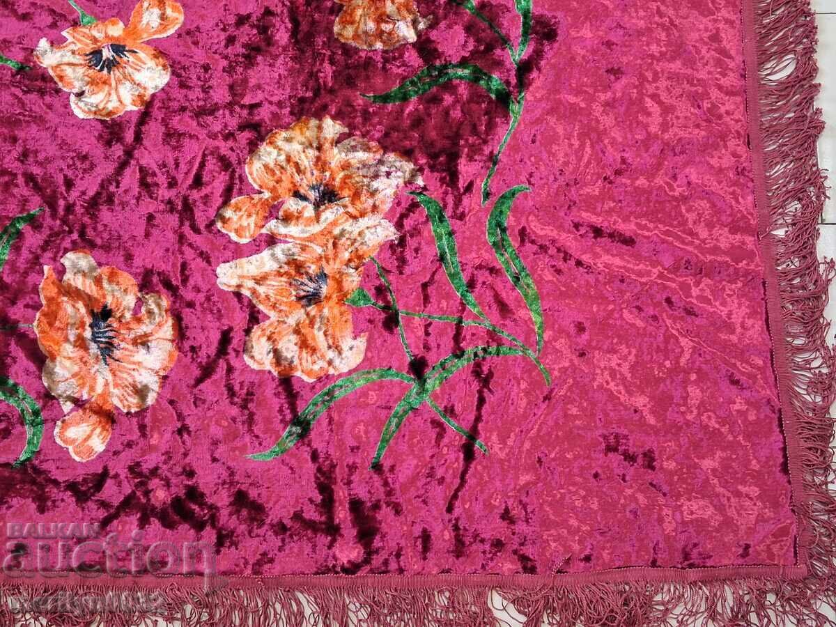 Πολύχρωμη κουβέρτα από βελούδο από την εποχή της Σοβιετικής Ένωσης (ΕΣΣΔ) - 5