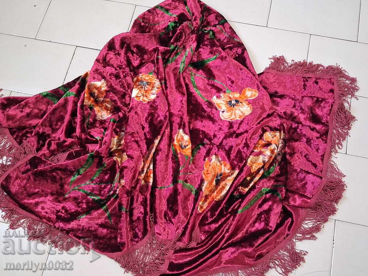 Πολύχρωμη κουβέρτα από βελούδο από την εποχή της Σοβιετικής Ένωσης (ΕΣΣΔ) - 6