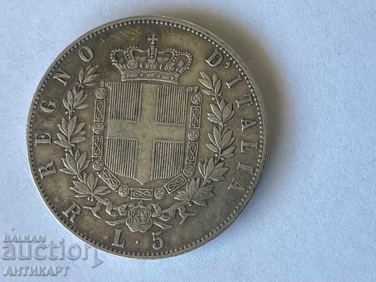 Italy Rare Silver Coin 5 Lire 1876 Silver Italy Rare Silver Coin 5 Lire 1876 Silver
