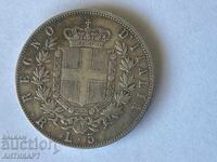 Italy Rare Silver Coin 5 Lire 1876 Silver