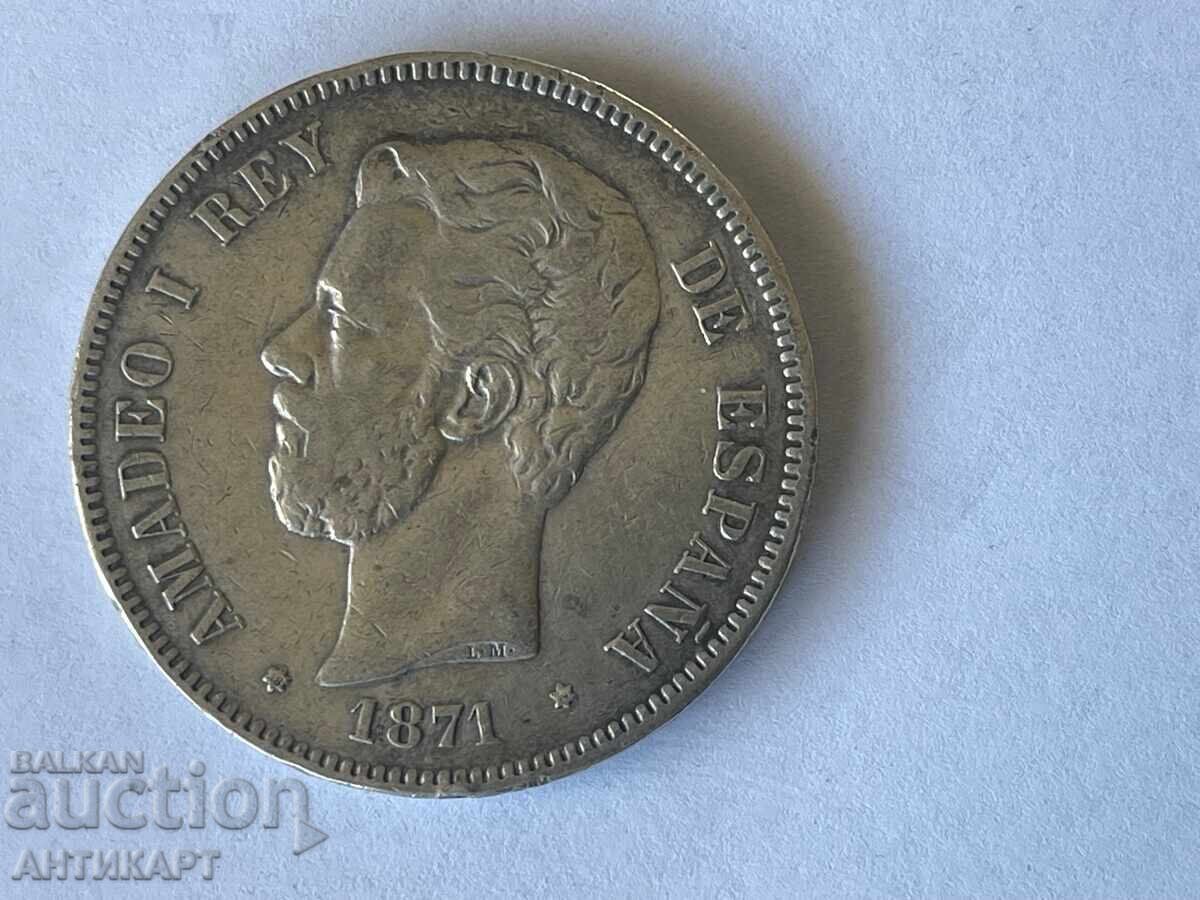 Spain Rare Silver Coin 5 Pesetas 1871 Silver with price 63.00 BGN | € 32.21 Spain Rare Silver Coin 5 Pesetas 1871 Silver with price 63.00 BGN | € 32.21