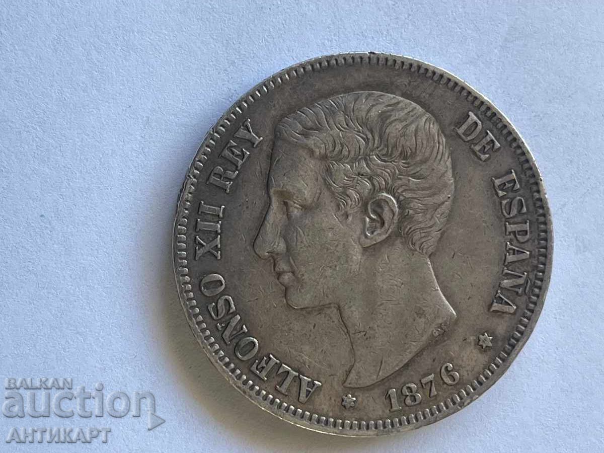 Spain Rare Silver Coin 5 Pesetas 1876 Silver with price 68.00 BGN | € 34.77
