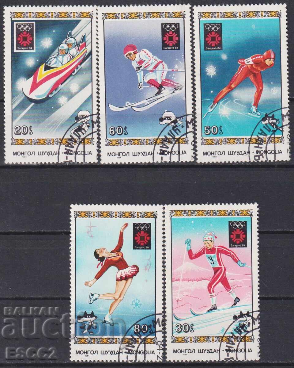 Σφραγισμένες γραμματόσημες Αθλητικοί Ολυμπιακοί Αγώνες Σαράγεβο 1984 Μογγολία Σφραγισμένες γραμματόσημες Αθλητικοί Ολυμπιακοί Αγώνες Σαράγεβο 1984 Μογγολία
