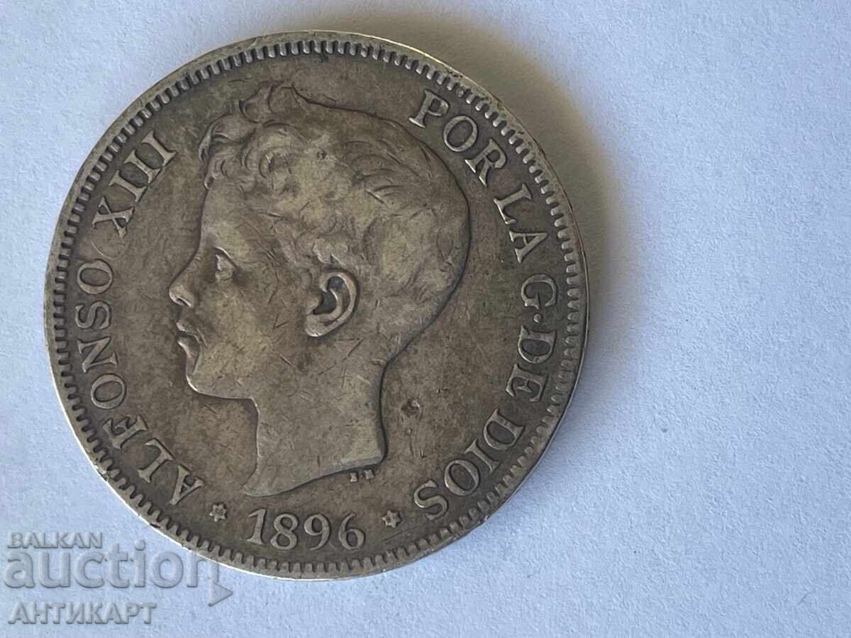 Spain Rare Silver Coin 5 Pesetas 1896 Silver with price 66.00 BGN | € 33.75 Spain Rare Silver Coin 5 Pesetas 1896 Silver with price 66.00 BGN | € 33.75