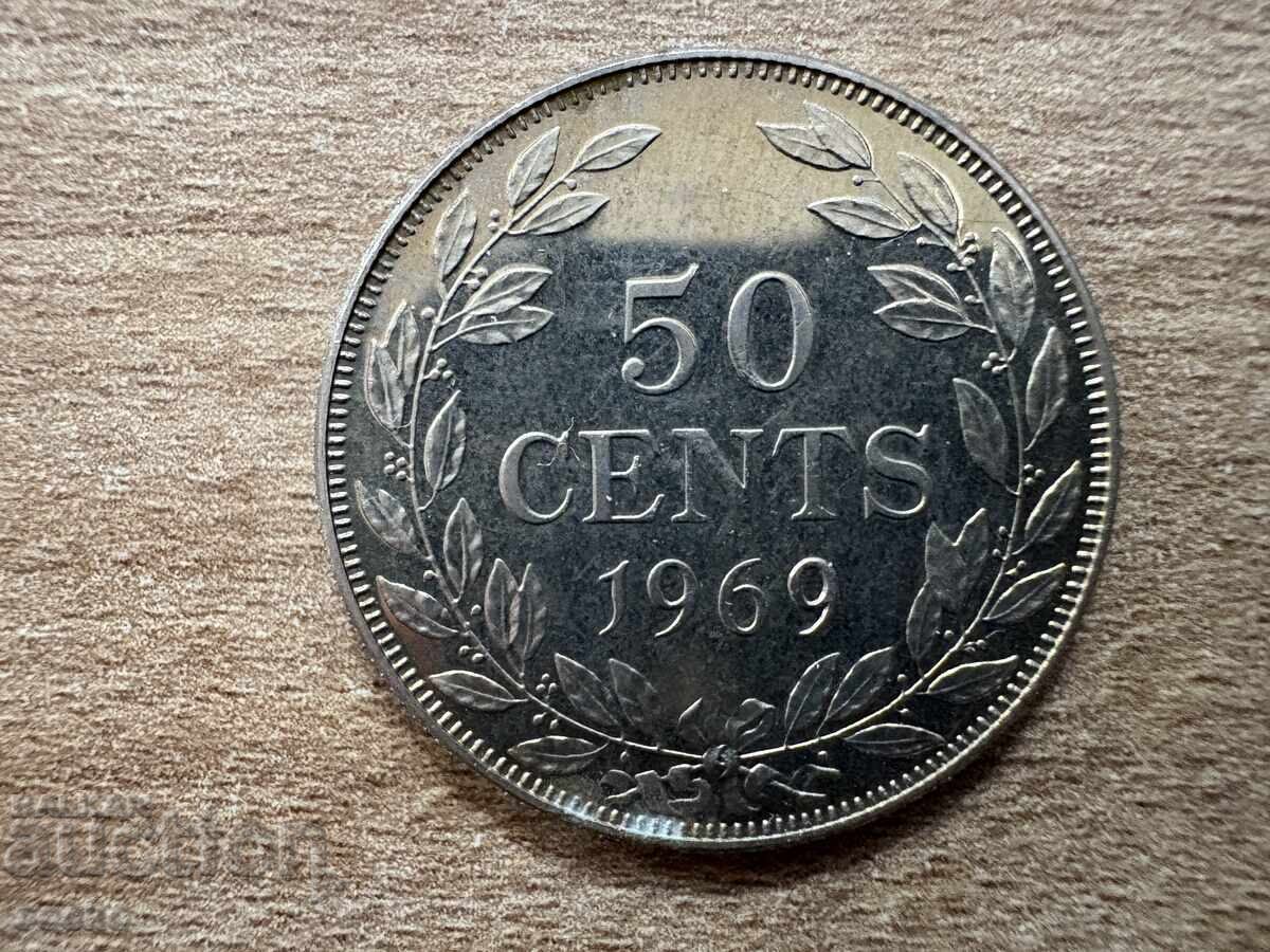 Liberia - 50 cenți (1969) Liberia - 50 cenți (1969)