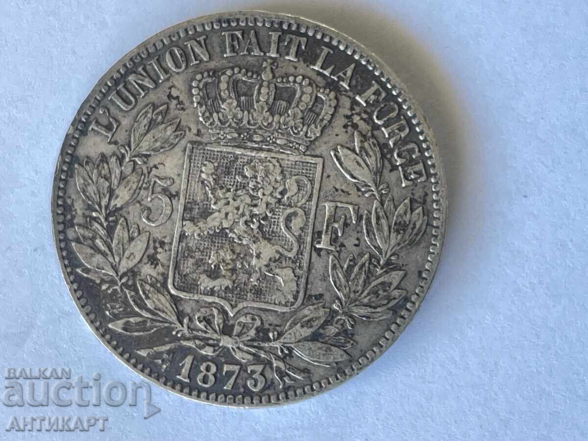 Belgium Rare Silver Coin 5 Francs 1873 Silver Belgium Rare Silver Coin 5 Francs 1873 Silver