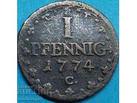 1 Pfennig 1774 Germany Saxon Albertine Line
