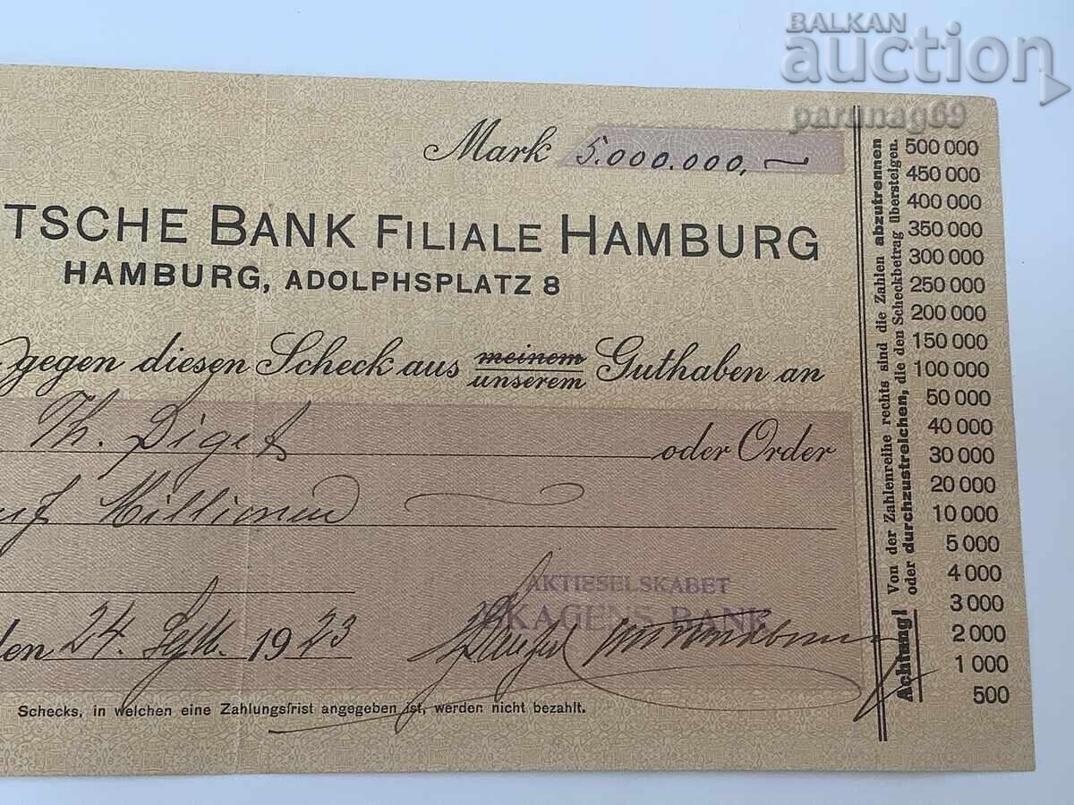 Германия 5000000 марки 1923 година - ЧЕК Хамбург - 5 Германия 5000000 марки 1923 година - ЧЕК Хамбург - 5