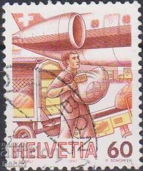 Σφραγισμένη γραμματόσημο Ταχυδρομείου Αεροπλάνο 1987 από Ελβετία Σφραγισμένη γραμματόσημο Ταχυδρομείου Αεροπλάνο 1987 από Ελβετία