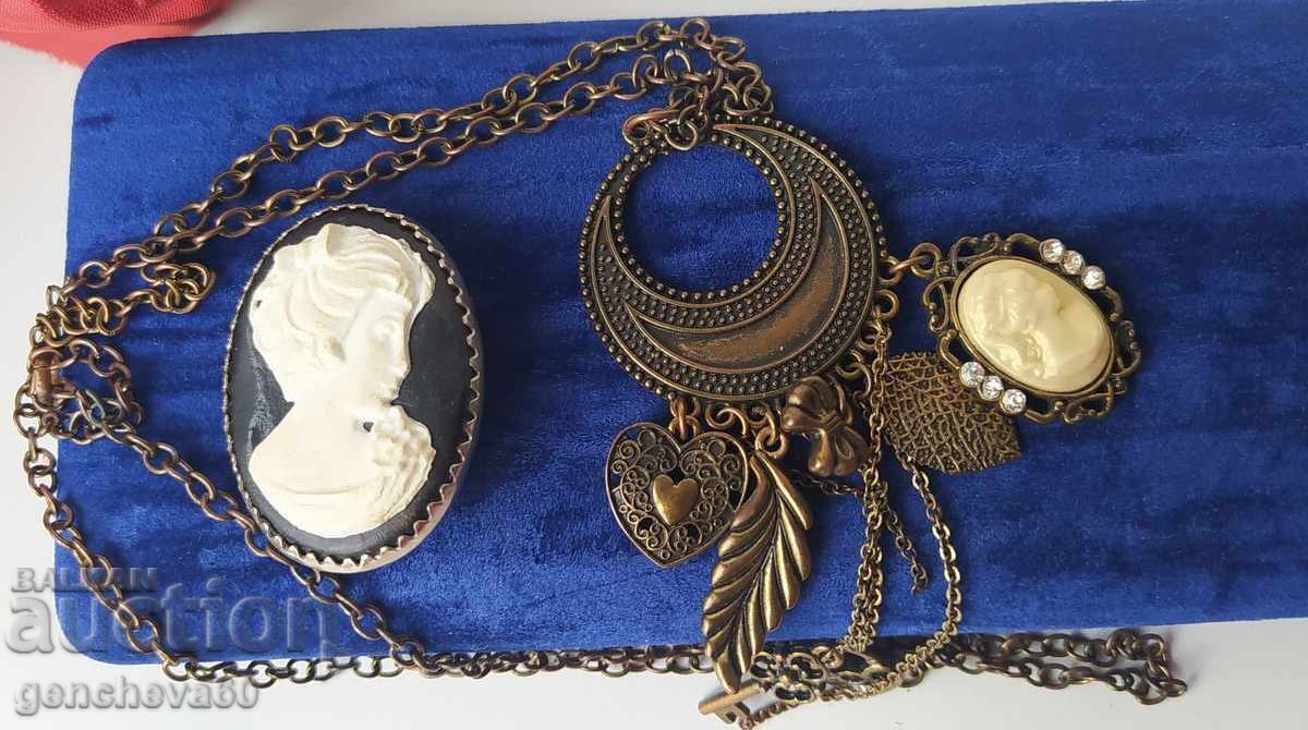 Broșă retro Camee și colier Broșă retro Camee și colier