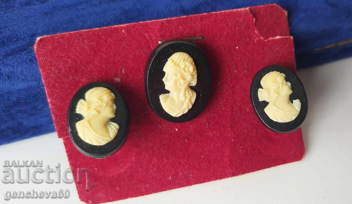 Cameo Brooch and Earrings Set Cameo Brooch and Earrings Set