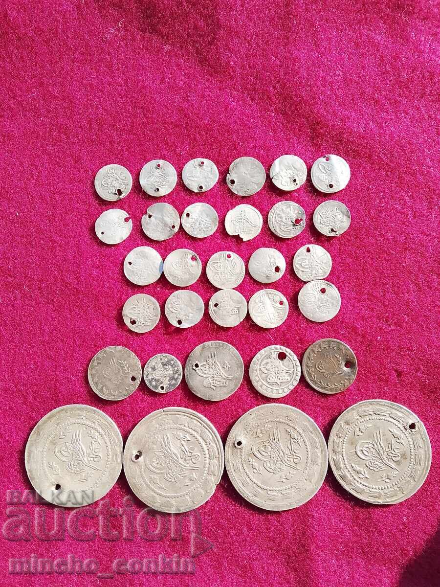 Οθωμανικά ασημένια νομίσματα συλλογή πεντάρια κόσμημα Οθωμανικά ασημένια νομίσματα συλλογή πεντάρια κόσμημα