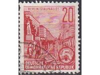 Σφραγισμένη γραμματόσημο Βερολίνο λεωφόρος Στάλιν 1957 Γερμανία Ανατολική Γερμανία