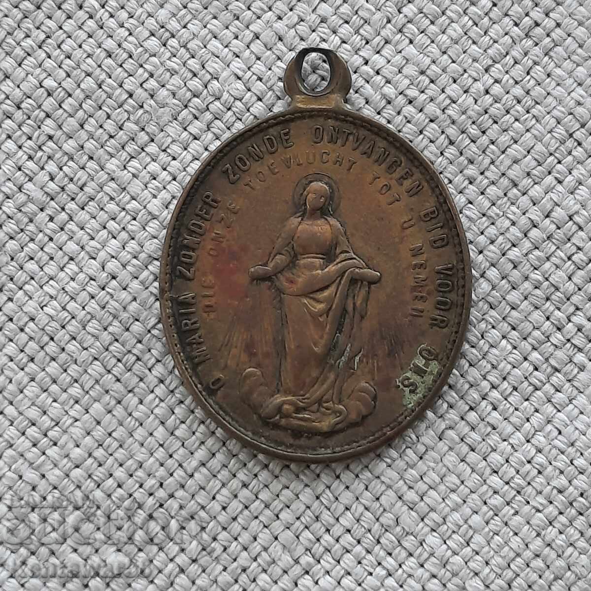 Antique Bronze Dutch Religious Pendant