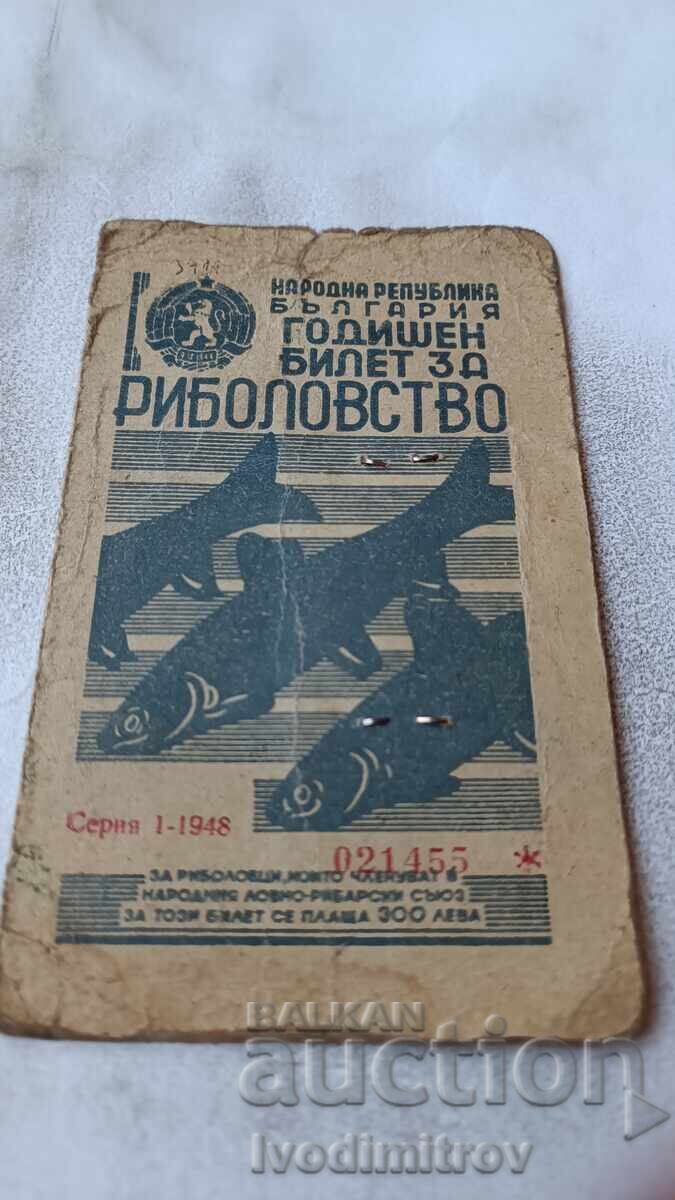 Bilet anual de pescuit RPR 1948