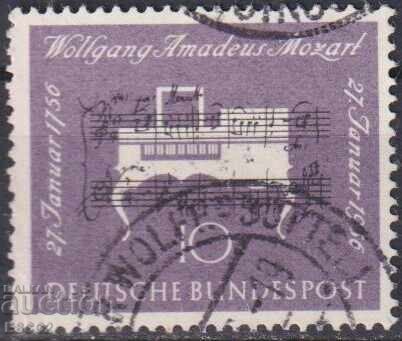 Timbrul poștal timbrat Muzica Wolfgang Mozart 1956 din Germania