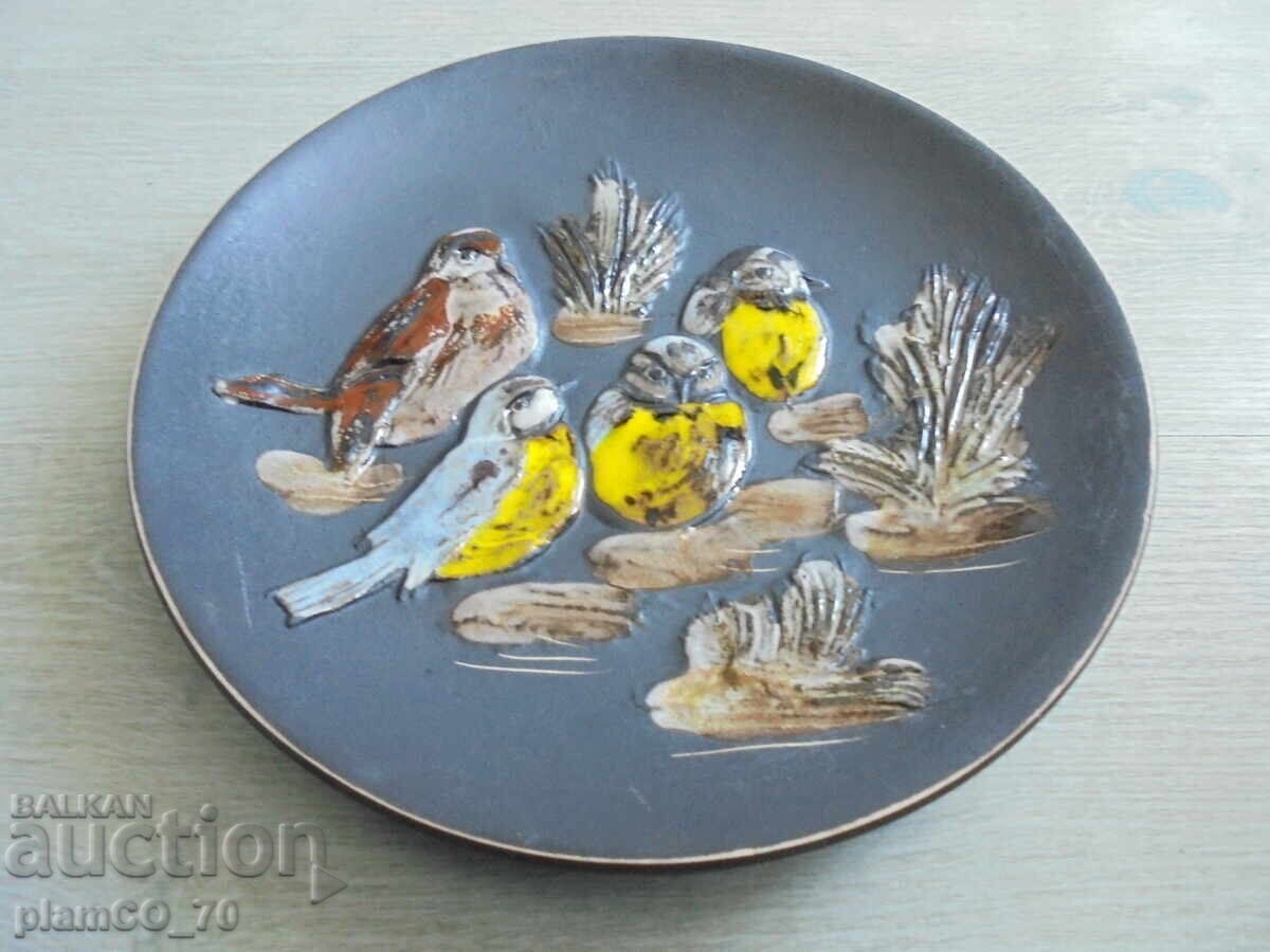 №*8343 Παλιό διακοσμητικό κεραμικό πιάτο με ανάγλυφα πουλιά - 5 №*8343 Παλιό διακοσμητικό κεραμικό πιάτο με ανάγλυφα πουλιά - 5