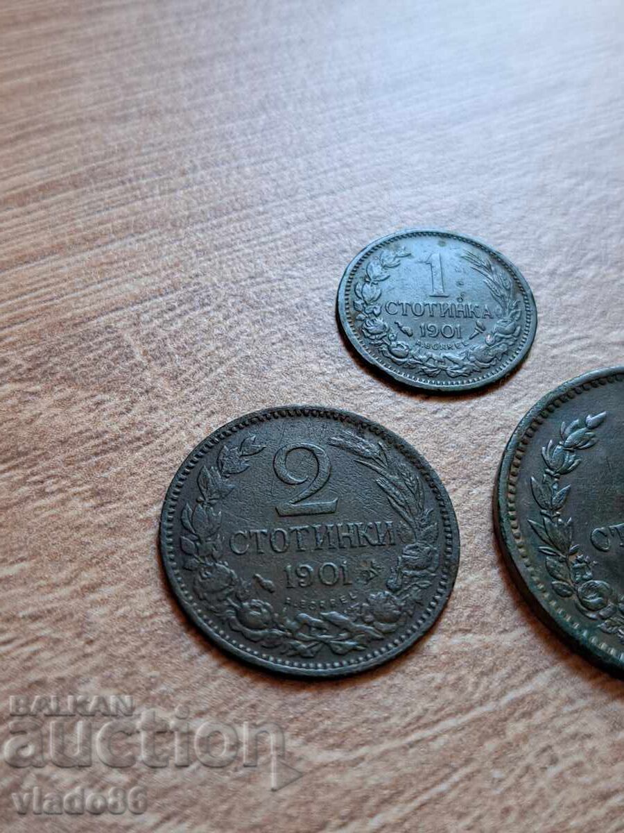 1 stotinki 1901, 5 stotinki 1881, 2 stotinki 1901 - 5