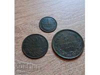 1 stotinki 1901, 5 stotinki 1881, 2 stotinki 1901