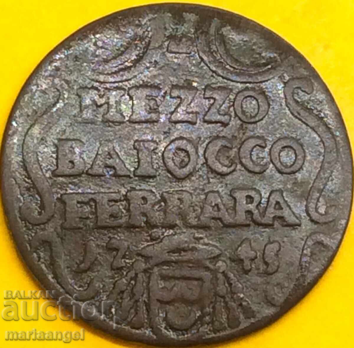 Vatican mezzo baiocco 1745 1/2 Benedict XIV (1740-1758) ROME