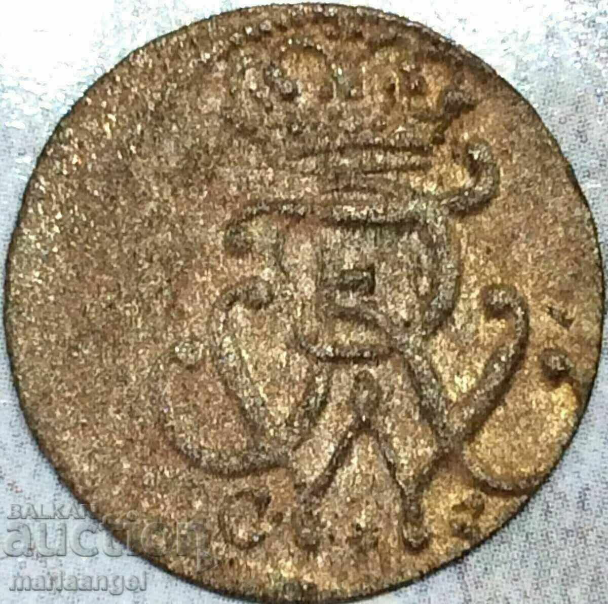 Прусия 1 солид 1734 шилинг Германия билон Прусия 1 солид 1734 шилинг Германия билон