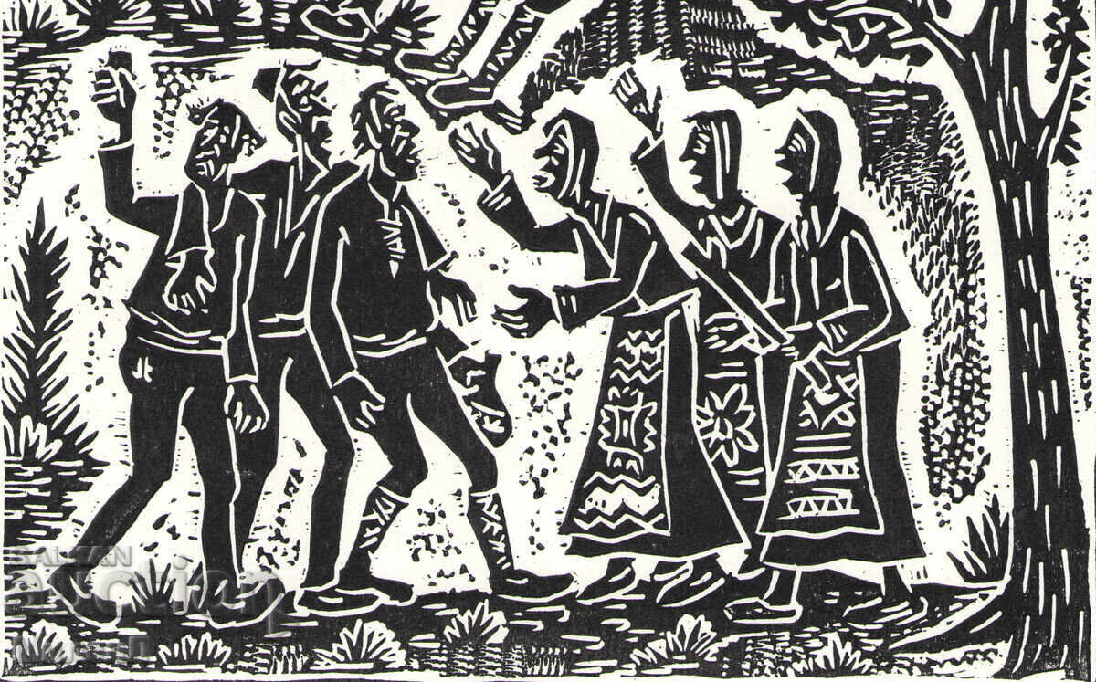 Licitație Linogravură umoristică de Tihon Zarezan