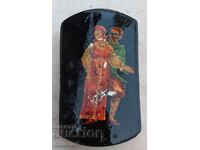 Cutie rusească veche, pictură lăcuită, original