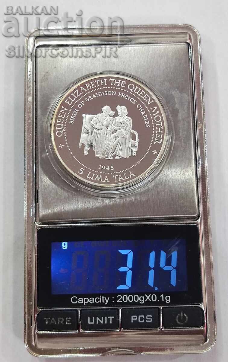 Silver 5 Tala Birth of Prince Charles 1995 Tokelau - 6 Silver 5 Tala Birth of Prince Charles 1995 Tokelau - 6