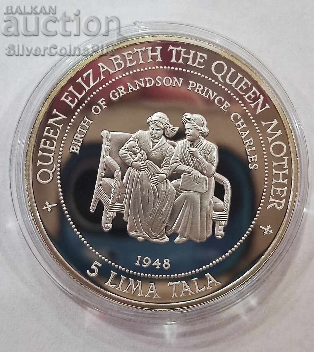 Silver 5 Tala Birth of Prince Charles 1995 Tokelau Silver 5 Tala Birth of Prince Charles 1995 Tokelau