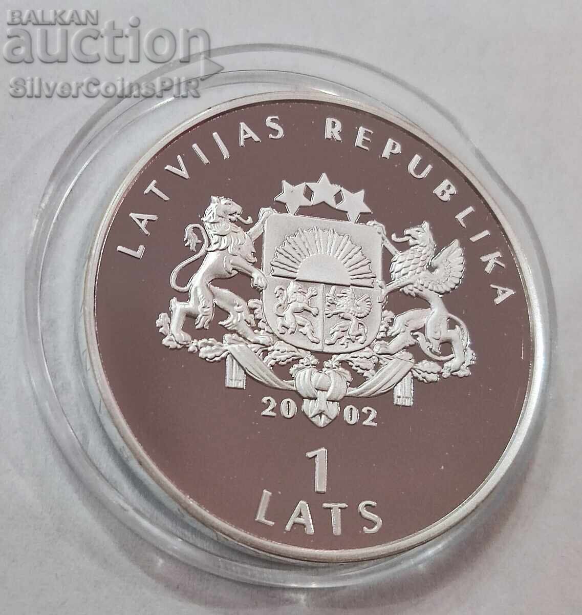 Delivery of Silver 1 Lat Olympics 2002 Latvia