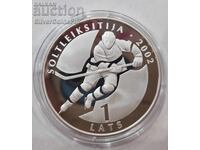 Silver 1 Lats Olympics 2001 Latvia