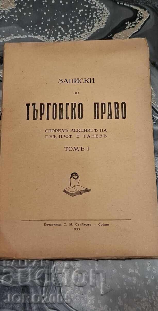 "Belezhki po Tŭrgovsko Pravo" ot profesor Venelin Ganev 1933 g