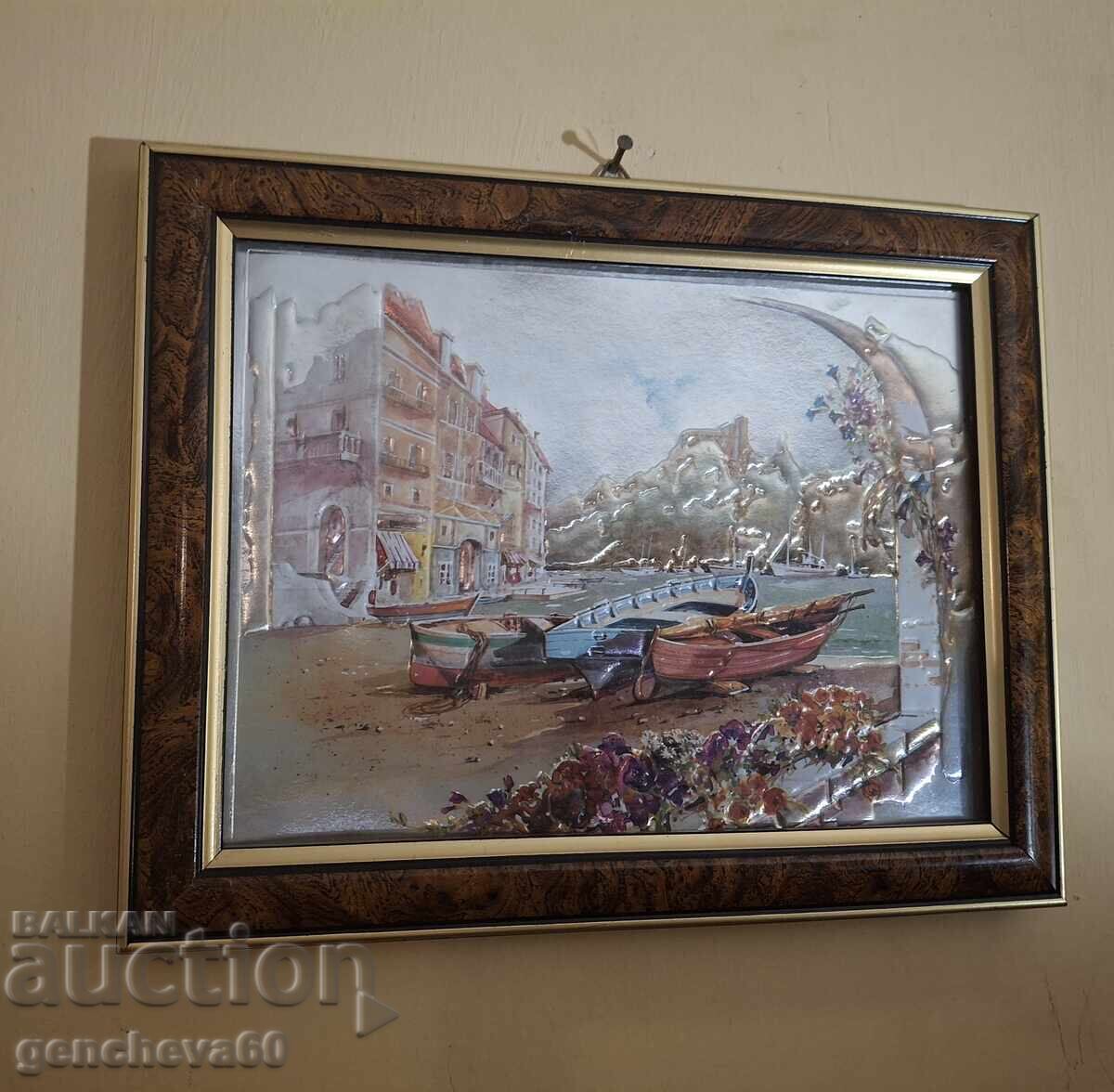 Magnificent painting, "Boats" - silver leaf with price 30.00 BGN | € 15.34 Magnificent painting, "Boats" - silver leaf with price 30.00 BGN | € 15.34