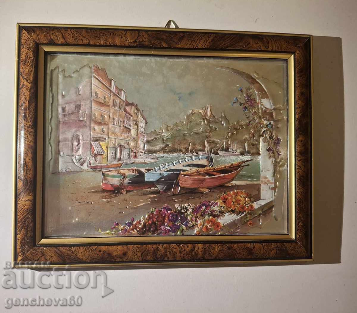 Magnificent painting, "Boats" - silver leaf - 5 Magnificent painting, "Boats" - silver leaf - 5
