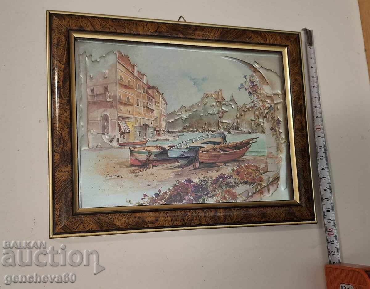 Magnificent painting, "Boats" - silver leaf - 7 Magnificent painting, "Boats" - silver leaf - 7