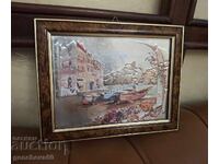 Великолепна картина,,Лодки"- сребърен лист