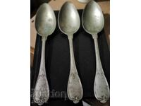 Τρεις αντίκες μεγάλες κουτάλες σήμανση αλπακά