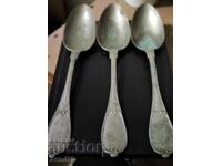 Τρεις αντίκες μεγάλες κουτάλες σήμανση αλπακά