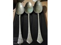 Τρεις αντίκες μεγάλες κουτάλες σήμανση αλπακά