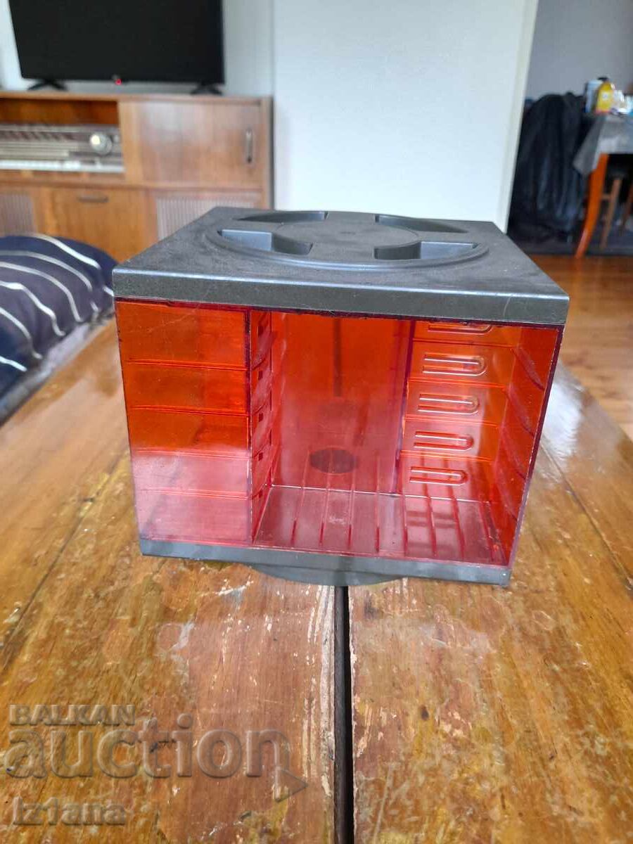 Old cassette deck, box for cassettes
