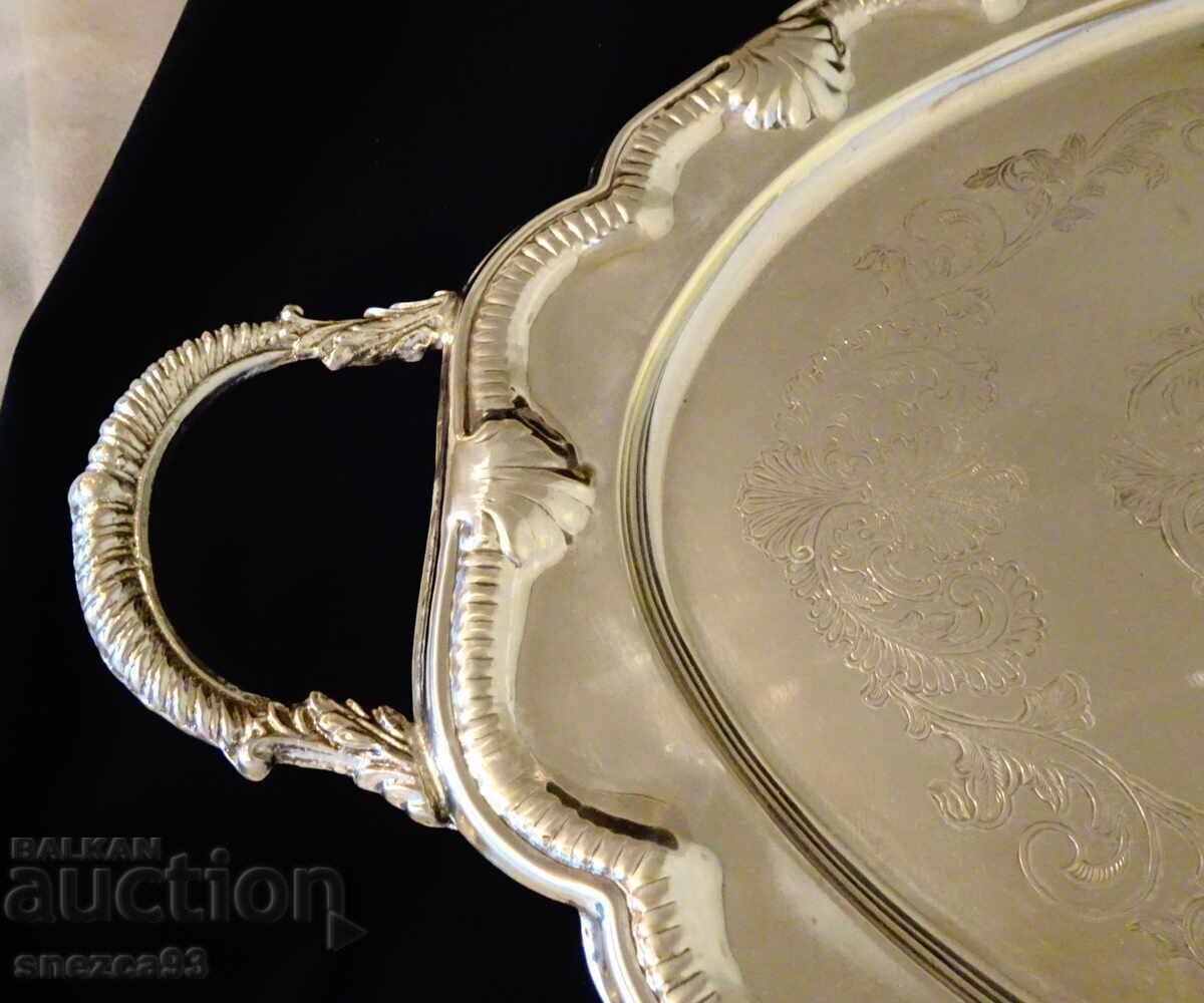 Auction  Victorian Silver-Plated Tray JOHN'S silver Plate