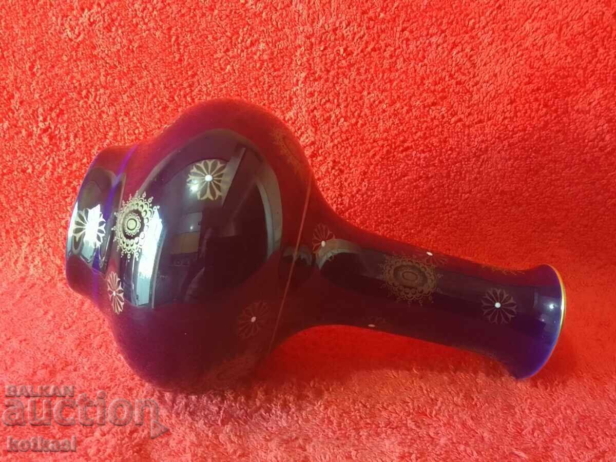 Vază de porțelan vechi VOLKSTEDT Germania Cobalt Aurire - 6