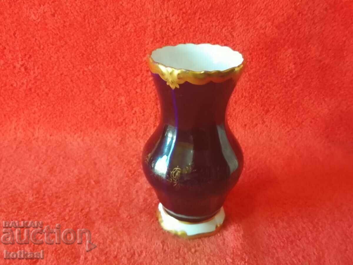 Аукцион Стара порцеланова ваза WEIMAR Позлата Кобалт Germany ГДР