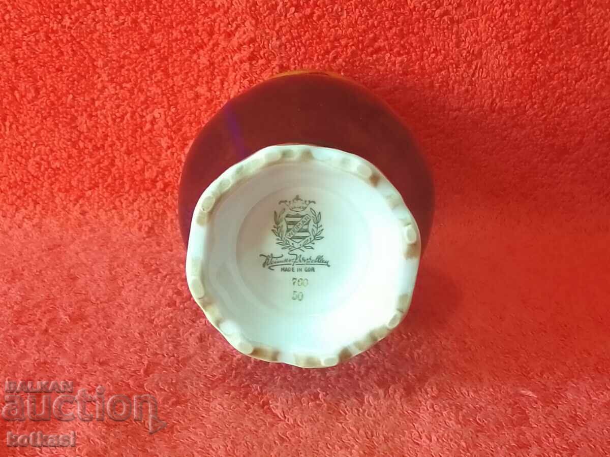 Стара порцеланова ваза WEIMAR Позлата Кобалт Germany ГДР - 5