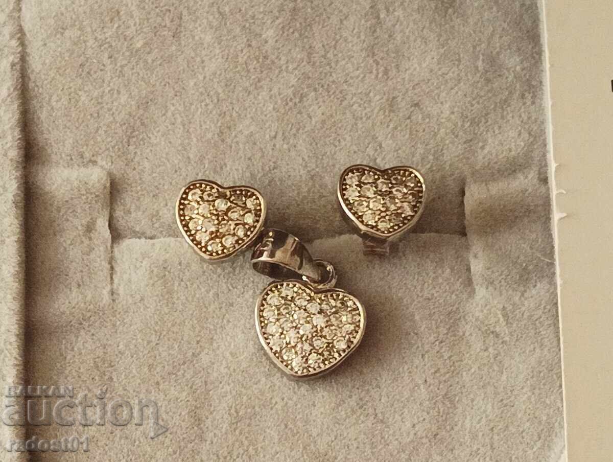 NEW SILVER EARRINGS AND PENDANT with price 55.00 BGN | € 28.12