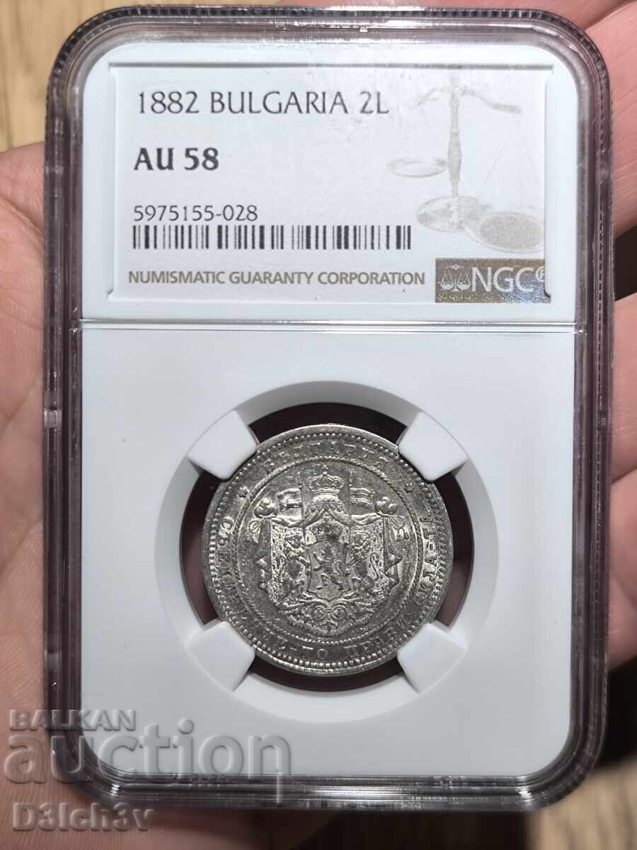 2 Leva 1882 AU 58 * NGC ⭐ AU58 with price 1050.00 BGN | € 536.86