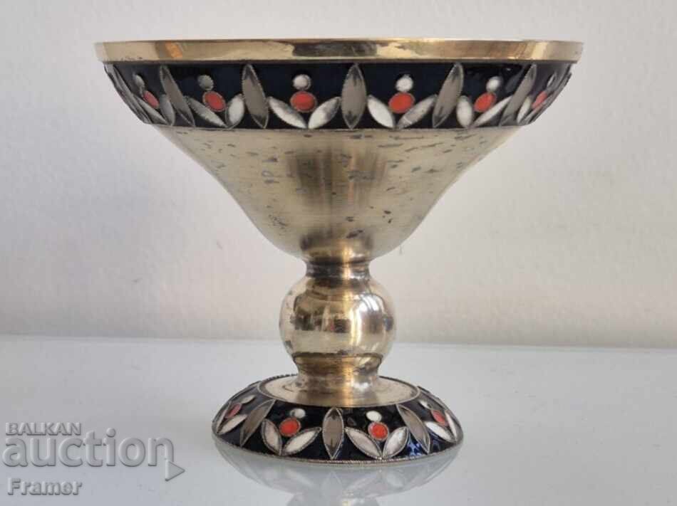 BEAUTIFUL Silver with enamel and gilding Russian silver cup with price 1120.00 BGN | € 572.65