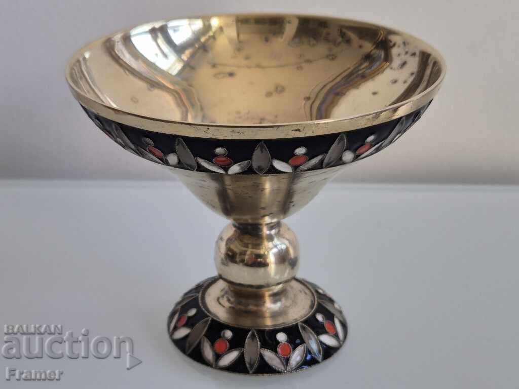 Auction  BEAUTIFUL Silver with enamel and gilding Russian silver cup